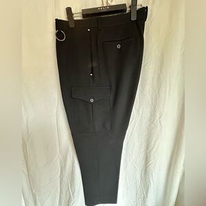 Men's Black Cargo Tapered Pants with Ring Detail